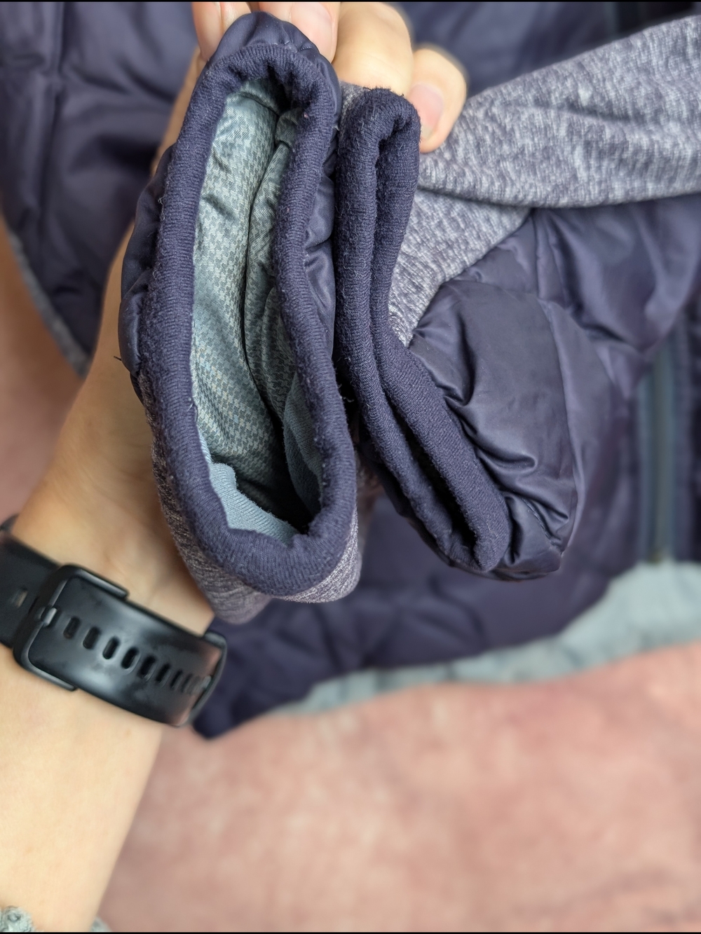 Lululemon Purple Gray Quilted Goose Down Puffer Jacket Stretch Athletic - Picture 4 of 14